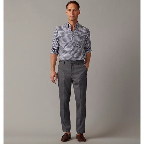J.Crew Bowery Dress Pant Wool Blend Office Classic Gray Slim Mens W 38 L 32 NWT